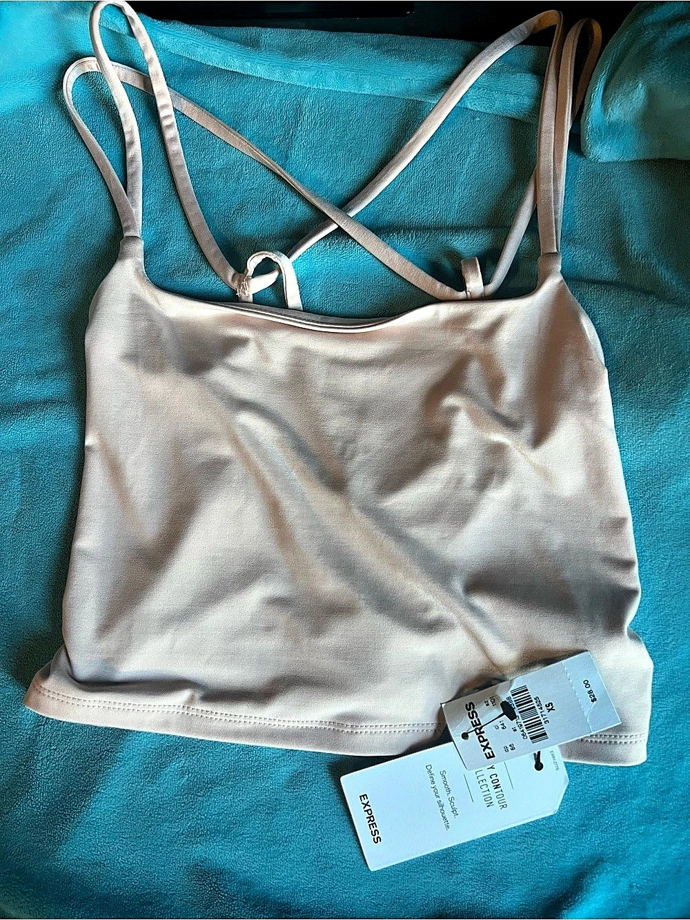 Express Body Contour Compression Square Neck Strappy Cropped Cami Cropped Cami